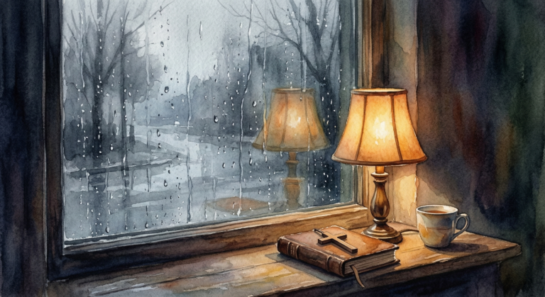 겟세마네의 기도, 피하고 싶은 잔 앞에서 배우는 순종의 길 1 watercolor rainy window warm lamp quiet room